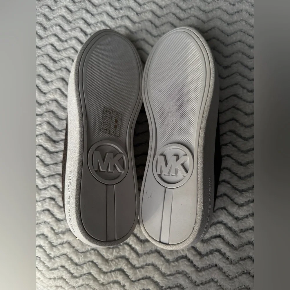 Michael Kors Keaton Brown Gold Logo Round Toe Lace Up Sneakers Shoe Sz 7.5M